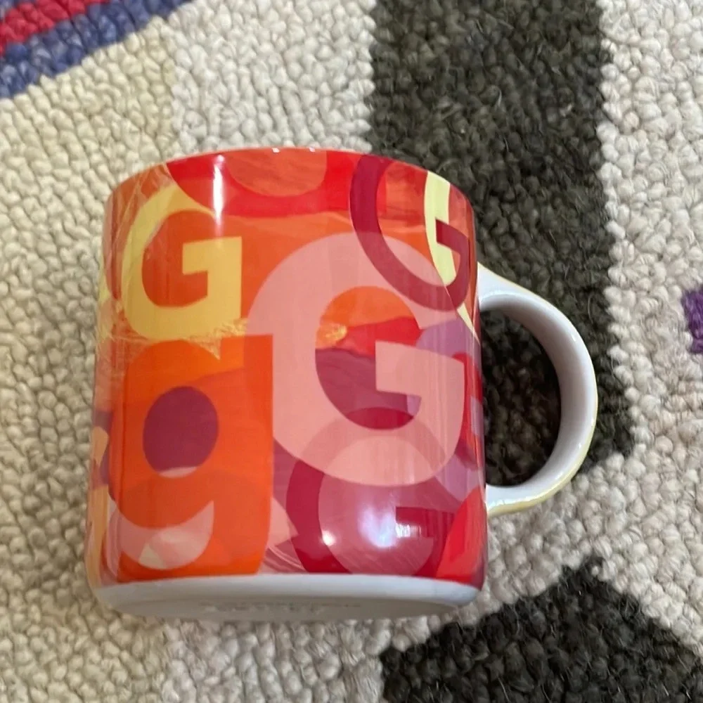 ANTHROPOLOGIE Monogram Lottie Mug Red, Orange, Yellow letter “G”